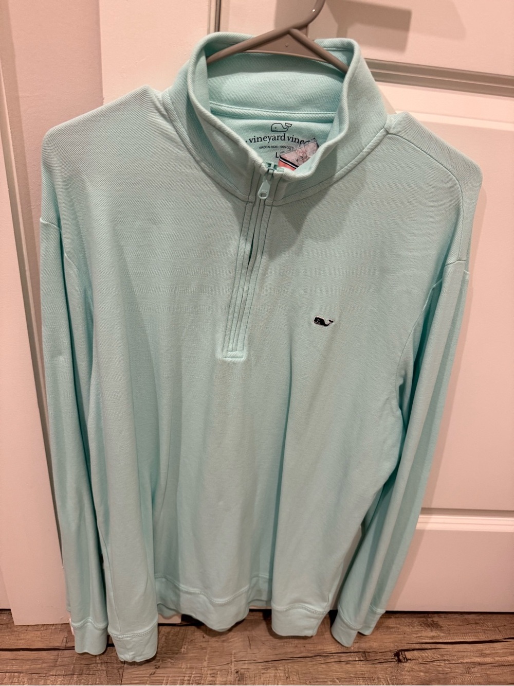 Vineyard Vines mint green 1/4 quarter Zip Whale Logo Knit Cotton  Men’s L Large